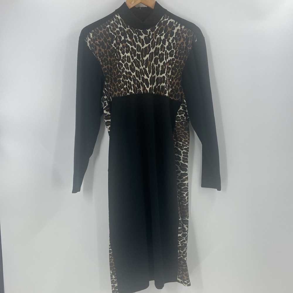 Le Chateau leopard 2 Peice dress and coat set career elegant work basic  M/L